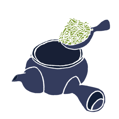 お茶の葉を急須に入れます。