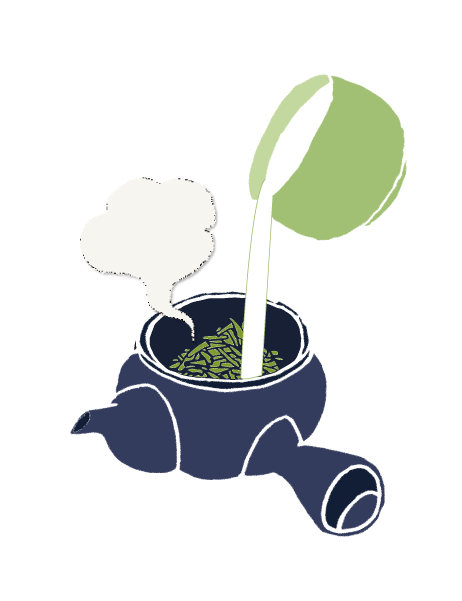 お湯を急須に入れます