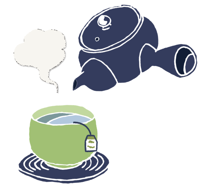 お湯を、湯のみに注